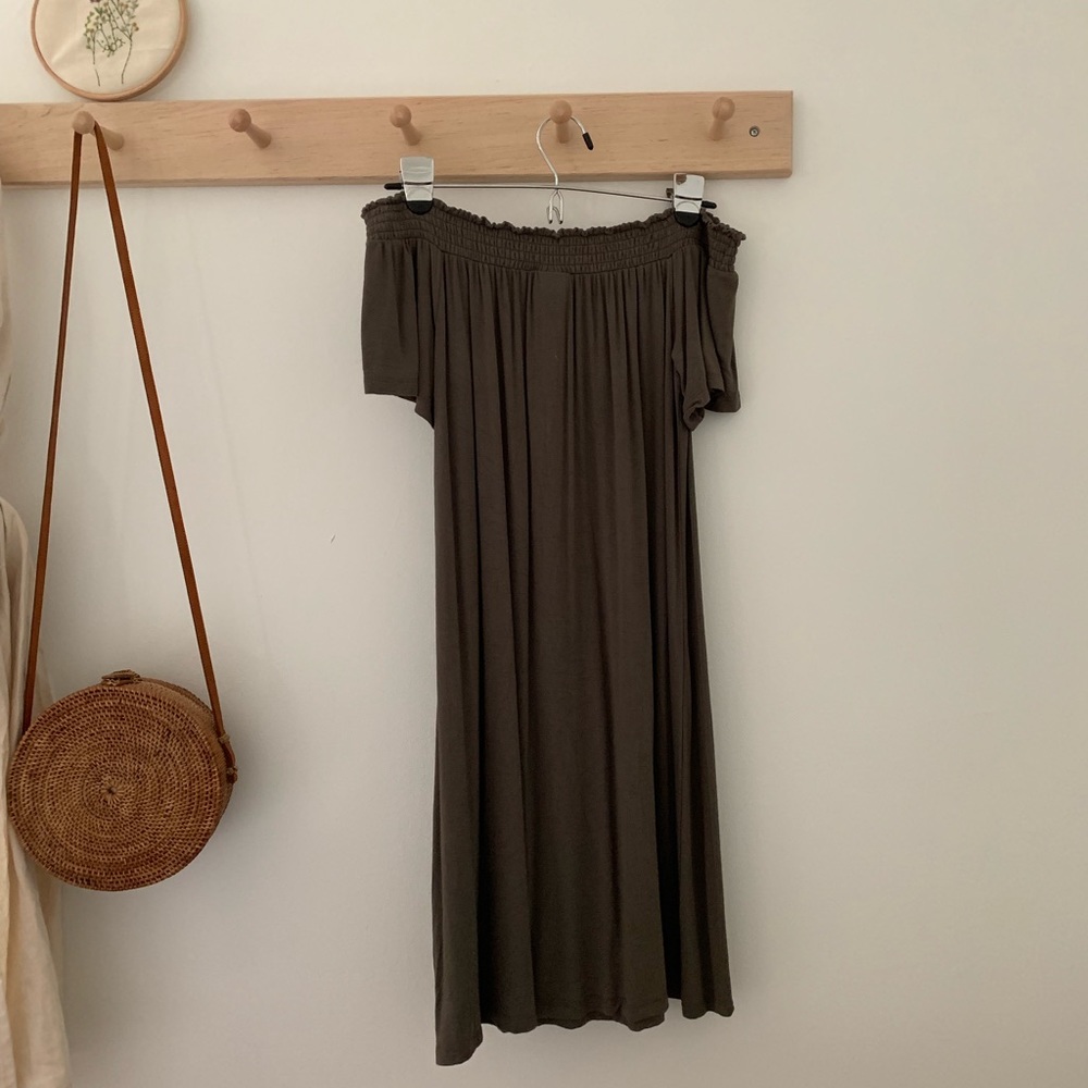 Off The Shoulder Olive Dress